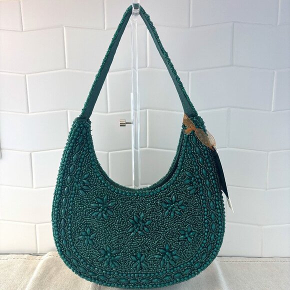 Made in India Beaded Shoulder Bag - Hunter Green - Holidays - Picture 1 of 11